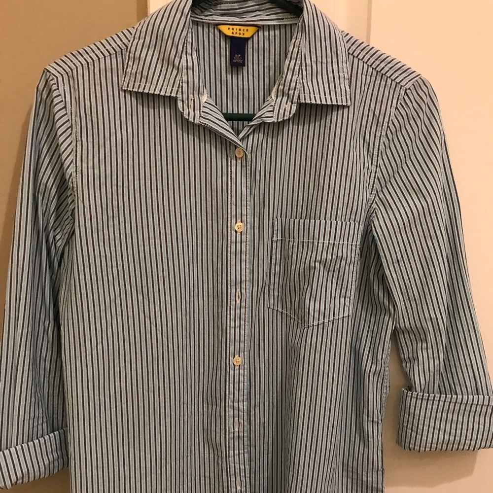 Striped blue and white Button down